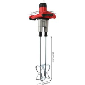 Elektrische Betonmixer - Handmatige - Mix - Whisk voor Glue - Thin Plaster - Paint - Mixing rod - 6 Snelheden - 2800 W - 2-versnelling - Rood