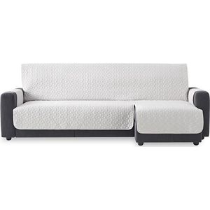 Geo Quilt Chaise Longue Rechts - Bankbeschermer - 280cm breed - Ivoor - Teflon beschermlaag - OekoTex keurmerk