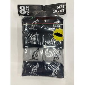 Australian Sokken| Unisex| 8 Pack | Maat 39-42| 4 Zwart 2 Grijs 2 Donker Blauw