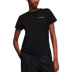 Karl Lagerfeld - Shirt - Zwart/Wit - Jersey - Ronde Hals - Kwartmouw