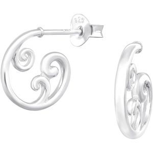 Joy|S - Zilveren oorringen stud - golf fantasie - 11.5 mm - sterling zilver 925 oorbellen