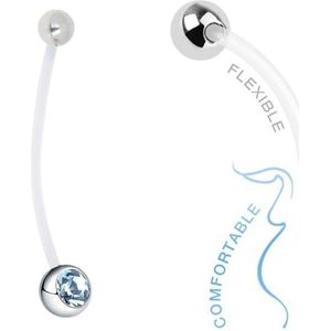 Fako Bijoux® - Zwangerschapspiercing - Kristal - Lichtblauw