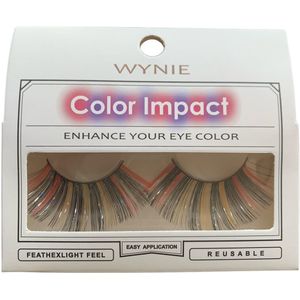 Wynie - Nep Wimpers - Valse Wimpers - Fake Lashes - Rood Zwart Geel Zilver - 2,5 cm. lang - Zonder lijm - 1 Paar - UA153419