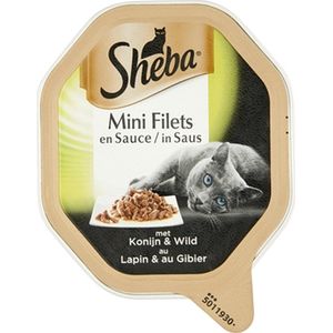 Sheba alu mini filets konijn / wild in saus - 85 gr - 22 stuks