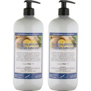 Bodylotion Fresh Ginger 1 Liter - met gratis pompje - set van 2 stuks