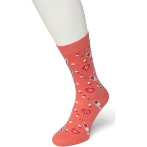 Bonnie Doon Dames Sokken met Medische Print maat 36/42 Roze - Thema Sokken - Ziekenhuis - Dokter - Cadeau Sokken - Word je Happy en vrolijk van - Zacht Katoen met Gladde Teennaad - Comfortabel - Perfect Cadeau - Strawberry Pink - BT991116.365
