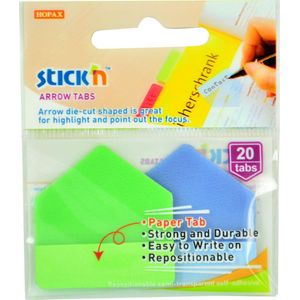 Stick'n Index tab - Bladwijzers - Sticky tabs - Pijl vorm - 38x38mm - groen/blauw - 2x10 tabs