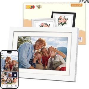 RFWR® Digitale Fotolijst WiFi 10,1 Inch Met Eikenhouten Frame - Beheer Uw Herinneringen Draadloos