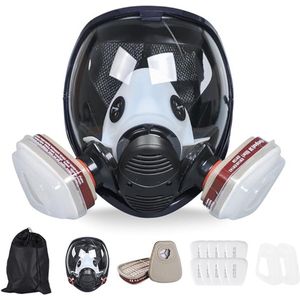 Volledig Beschermend Masker - Volgelaatsmasker met Filter - Anti-Condens, Anti-Giftig en Anti-Stof - Voor Schilderen, Houtbewerking, Bouw, Schuren, Spuiten, Chemische Werkzaamheden, Doe-Het-Zelf en Het Aanbrengen van Pesticiden - Zwart