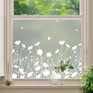 Qualsen Raamfolie, privacy- en matte raamfolie, bladpatroon, decoratieve privacyfolie voor glazen ramen, niet-klevend, anti-uv, statische hechting, voor thuis, keuken, slaapkamer (60 x 300 cm