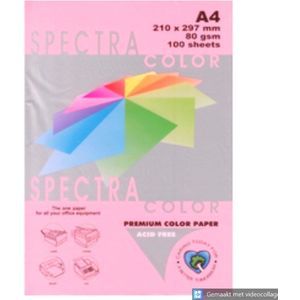 Papier - Roze - 80 gram - 210x297mm - A4 - Roze - Zuurvrij - 100vellen - Spectra - Gekleurd Papier