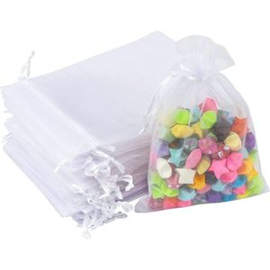 Organzazakjes - 10 x 15 cm, geschikt als snoepzakje - sieradenzakje - cadeauzakje - voor bruiloft - bruiloft - cadeauzakje( wit -100 stuks)