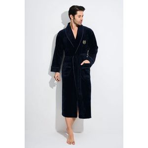 Heren Velours Badjas / Ochtendjas Raphael / kobalt blauw kleur/ maat XXL