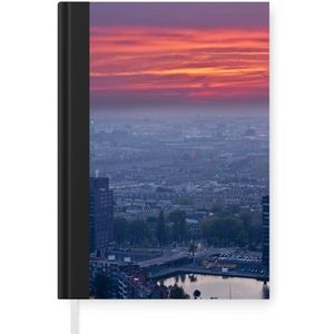 Notitieboek - Schrijfboek - Rotterdam - Zonsondergang - Roze - Notitieboekje klein - A5 formaat - Schrijfblok