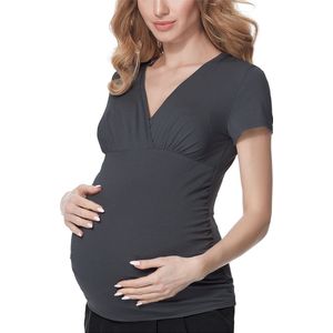 Bellivalini Dames Positie - Shirt Met Borstvoedingsfunctie – Donkergrijs – L - BLV-BLV50-123-BL