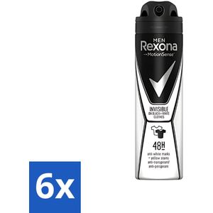 Rexona Men - Deodorant Spray - Motion Sense - Invisible Black & White - Anti-Transpirant & Perspirant - 150ml - Voordeelverpakking - 6 stuks