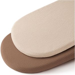 Getailleerd laken - 2 stuks - S - 82*41CM - Gekreukt kinderlaken - Volledige hoes voor kinderbedje - Ademend kinderlaken - Wieglaken - Zacht en ademend - Geschikt voor wiegjes, ledikantjes en ovale manden - Matrashoes