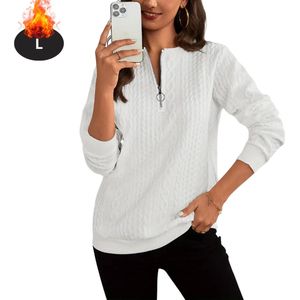 Livano Quarter Zip Dames - Sweater - Sweaters - Hoodie - Warme Trui - Vest - Lang - Coltrui - Ivoorwit - S