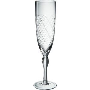 J-Line fluteglas Gegraveerd - glas - 4 stuks
