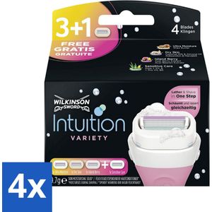 4 x Wilkinson Sword - Navulmesjes - Intuition 2-in-1 Variety - Diverse Gevoelige Huidtypes - 4 mesjes - Scheermesjes - Scheermes - Scheerapparaat - Vrouwen Scheermes - Gevoelige Huid