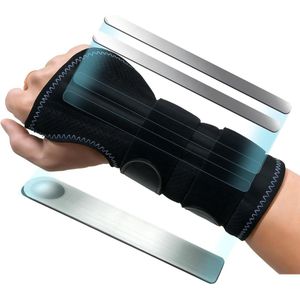 Wrist Splint - Steel Support Plate - Ademend voor Tendonitis - Artritis en Verstuikingen - Polssteun - Ideaal voor Slaap - Voor Vrouwen en Mannen - Zwart