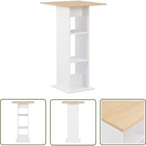 The Living Store Bartafel 60x60x110 cm wit en sonoma eikenkleurig - Bartafel - Bistrotafel - Keukenbar - Loungehoek - Salontafel