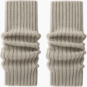 Casual mode verdikte geribbelde gebreide sokken herfst en winter warme kalf y2k fleece sokken dames beenwarmers - lichtgrijs (40cm) - 40cm