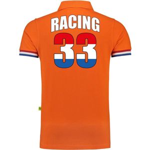 Luxe grote maten racing 33 coureur fan polo shirt oranje - 200 grams - heren - race supporter / coureur supporter XXXL
