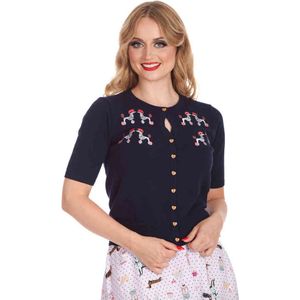 Banned - The Kissing Poodles Cardigan - M - Blauw