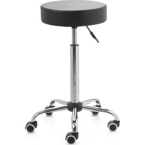 ZenGrowth ergonomische tabouret met hoge gasveer zwart - Kapperskruk op zachte wielen – Tabouret - In hoogte verstelbaar