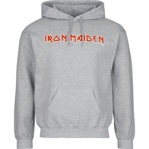 Iron Maiden Logo Trui met capuchon grijs S