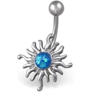Stalen Blauwe Opaal Zon Navelpiercing met Zon