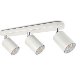 Lichtendirect- Plafondlamp - plafondspot met 3 LED lichtpunten - draaibaar - kantelbaar - opbouwspots - plafonniere – Wit- Inc lampen