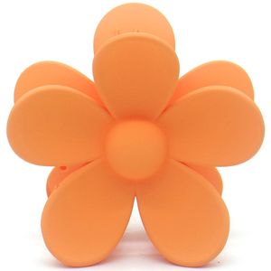 Haarklem Bloem Oranje- Hairclip - Haarspeld - 7cm - Luxe Haarklem - Cadeautje - Flower power - Dames - haarklem bloem