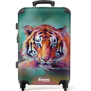 NoBoringSuitcases.com® Koffer - Tijger - Olieverf - Dieren - Kunst - Reiskoffer - Trolley - Grote koffer - Lichtgewicht - Hardcase - 66 cm - TSA slot - 20 kg bagage - 60 liter