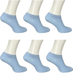 Sneakersokken - 6-pack - licht blauw - enkelsokken - unisex