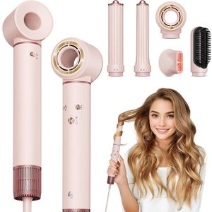SYTIFRO Fohn - Airstyler - Fohnborstel - Krultang 5 in 1 - Multistyler - Haarstyler - Multistyler Krultang - Haardroger met Borstel - Incl. Accessoires
