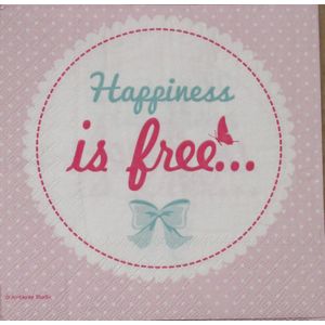 Servetten Happiness is Free 33 x 33 cm