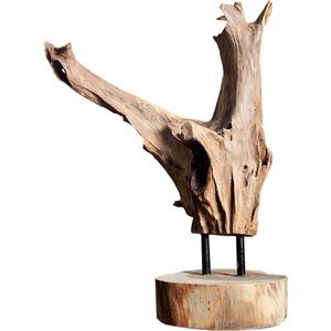 Massief teakhouten ornament FLAME 30-40cm drijfhout decoratie - 35487