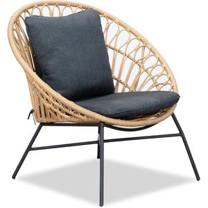 BUITEN living Cancun loungestoel tuin | wicker + RVS | bamboe antraciet