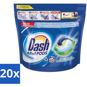 Dash - Witter dan Wit - Wasmiddel Capsules - All-in-1 Pods - Witte Was - 42 Wasbeurten - Bulkverpakking - 20 stuks