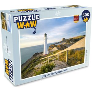 Puzzel Zee - Vuurtoren - Wit - Legpuzzel - Puzzel 500 stukjes