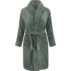 Kinderbadjas - groen - kinder badjas fleece - meisjes & jongens - ochtendjas- maat 122/128