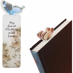 Boekenlegger Vlinder & Bloem – Bladwijzer - Bookmark – Kaartje – Classic Blauw - Kleine Cadeautjes
