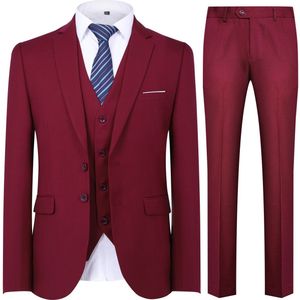 Allthemen Heren Effen Tweeknoops Driedelig Pak - Zakelijk - XS