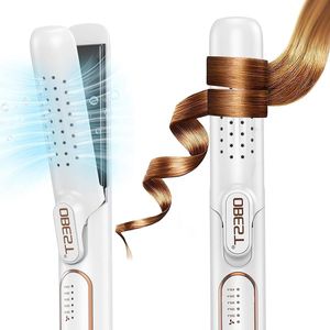 Gladde haarplaat 2-in-1 negatieve lonenwikkelaar met ventilator voor snelle afkoeling en vormgeving - temperatuurinstelling van 140 tot 220 graden