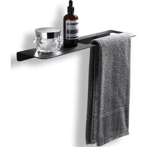VDN Stainless Handdoekrek - Handdoekrek badkamer - Zwart - Handdoekenrek - Handdoekhouder - Met plateau