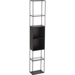 J-line - Rek Ricard Metaal/glas Zwart - 25x15x140cm