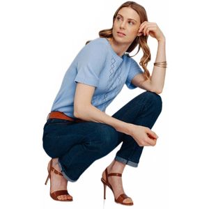 Opengewerkte trui met kralen, korte mouwen