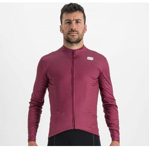 Sportful CHECKMATE THERMAL Fietsshirt PRUNE RED RUMBA POMPELMO - Mannen - maat M